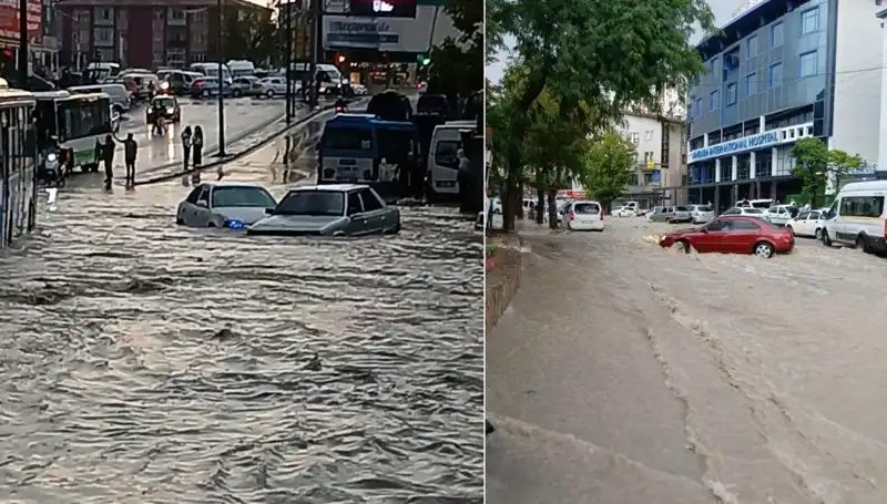 Ankara’da Sağanak Yağış Hayatı Felç Etti: Arabalar Sürüklendi!